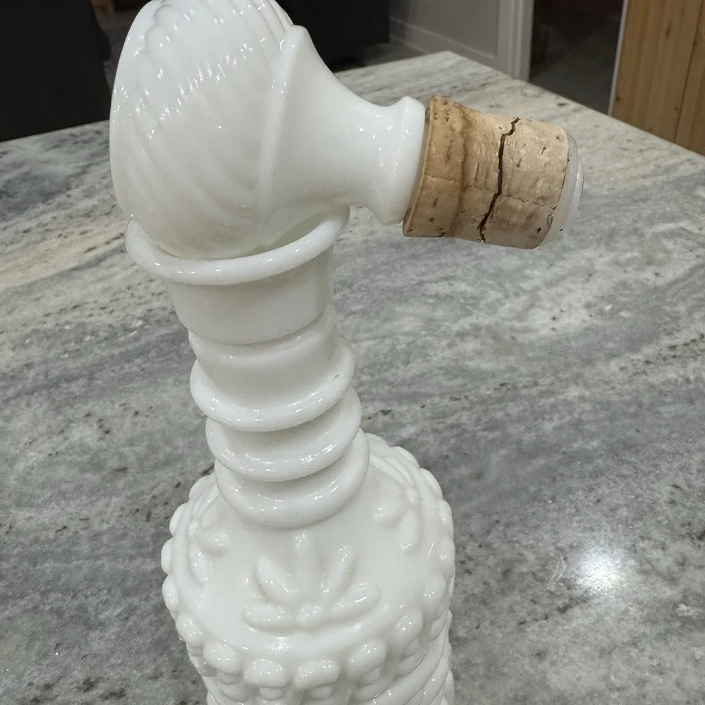 VTG Jim Beam Kentucky Derby Decanter 1969 Milk Glass White Cork Empty Bottle